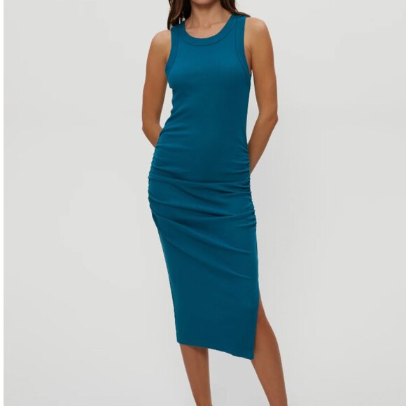 MICHEAL STARS BLUE RUCHED DRESS MEDIUM - Picture 1 of 4